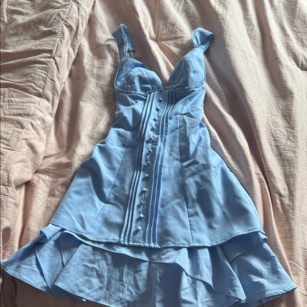 Oh Polly Light Blue Mini Dress